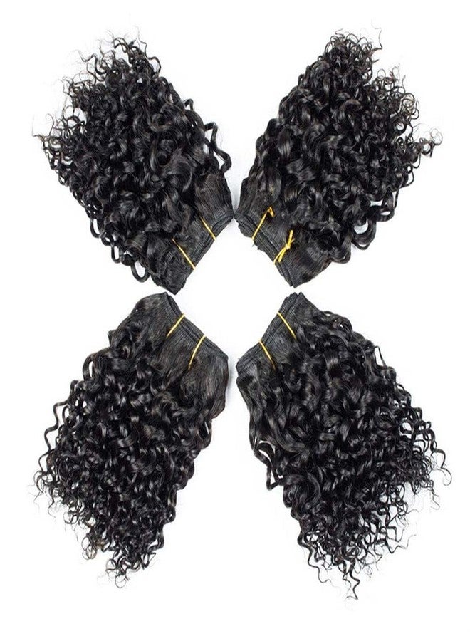 hengya Curly Bundles Human Hair 4 Bundles 8 8 8 8 Inch 12A Unprocessed Brazilian Curly Virgin Hair Short Bundles 50 Gram/Bundle Natural Color - Image 2
